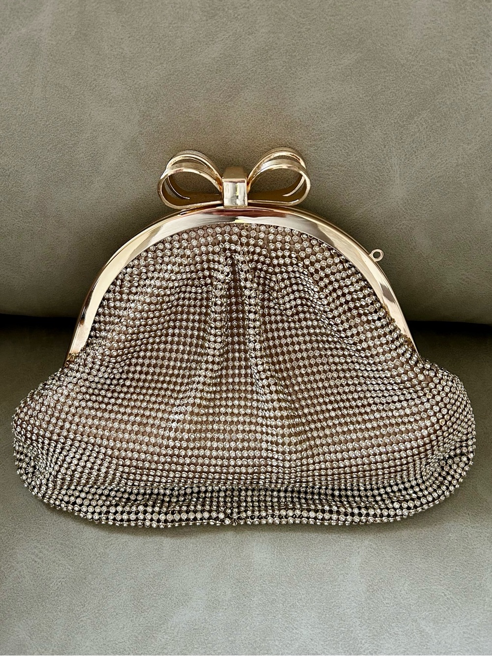 Jewel Badgley Mischka Gold Rhinestone Evening Clutch Shoulder Bag